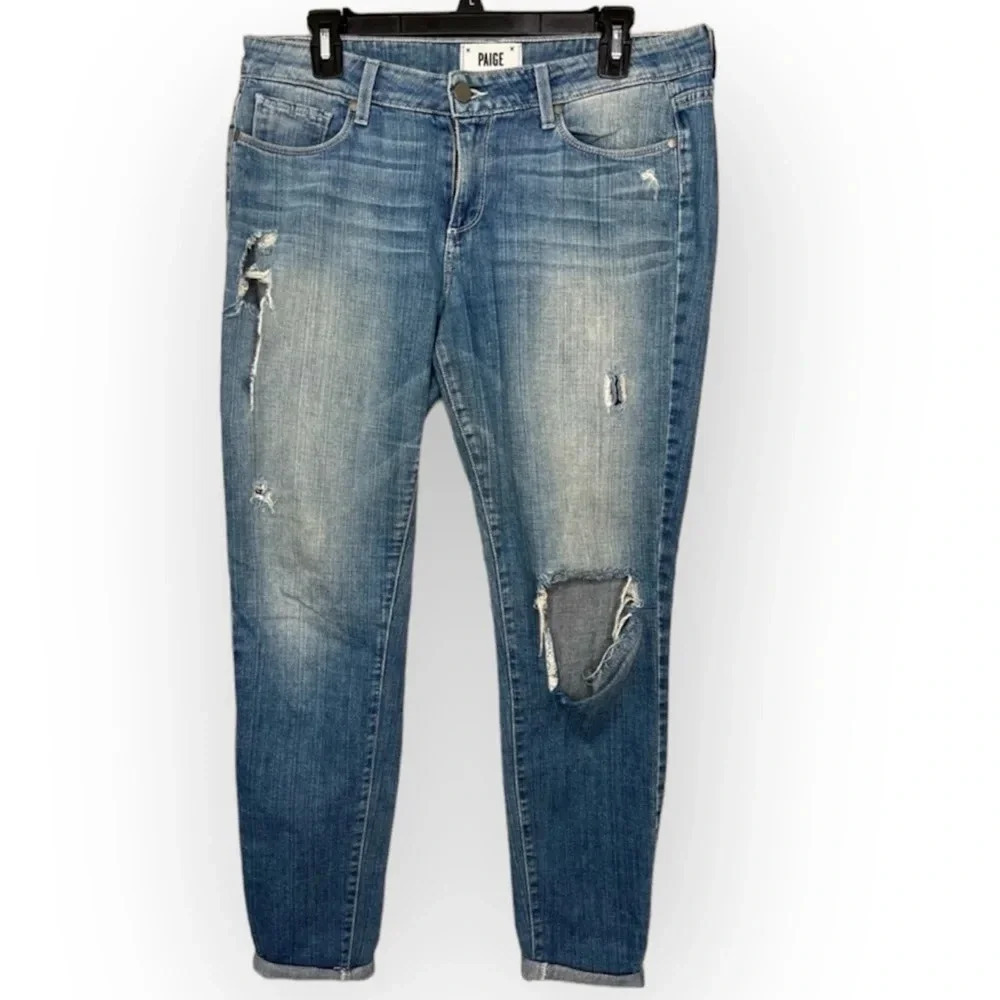 Paige Verdugo Ultra Skinny Distressed Ripped Jeans Blue Women's Size 30